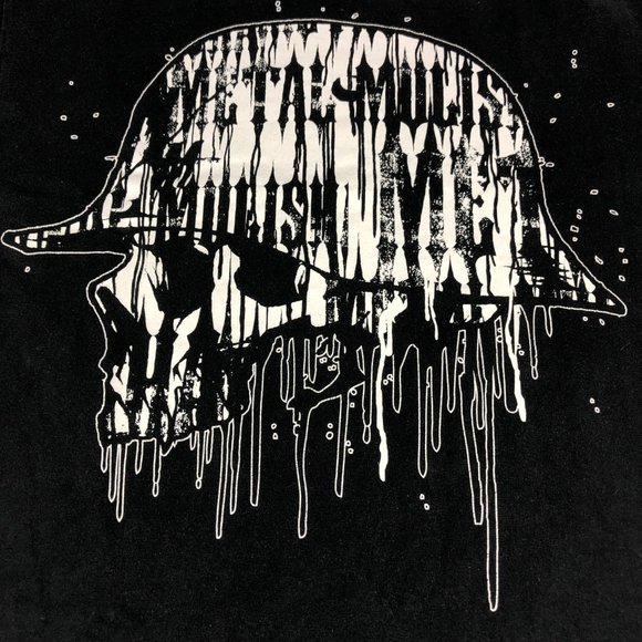 Y2K Metal Mulisha Shirt Mens Small Black & White Big Print Helmet Spell Out Logo - Picture 4 of 13